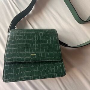 JW PEI Green Croc-Embossed Crossbody Bag